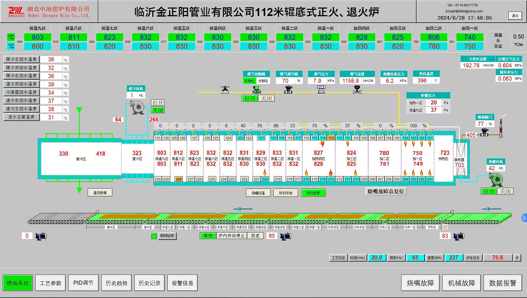 金正陽(yáng)112m輥底式正火、退火爐控制系統(tǒng)